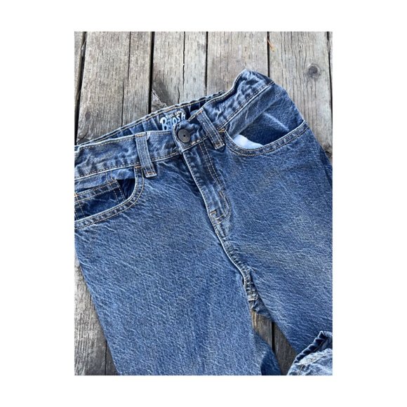 Y2K Oshkosh B'Gosh Denim Blue Jeans Straight Whiskering Fade Adjustable Sz 12S - Picture 2 of 7